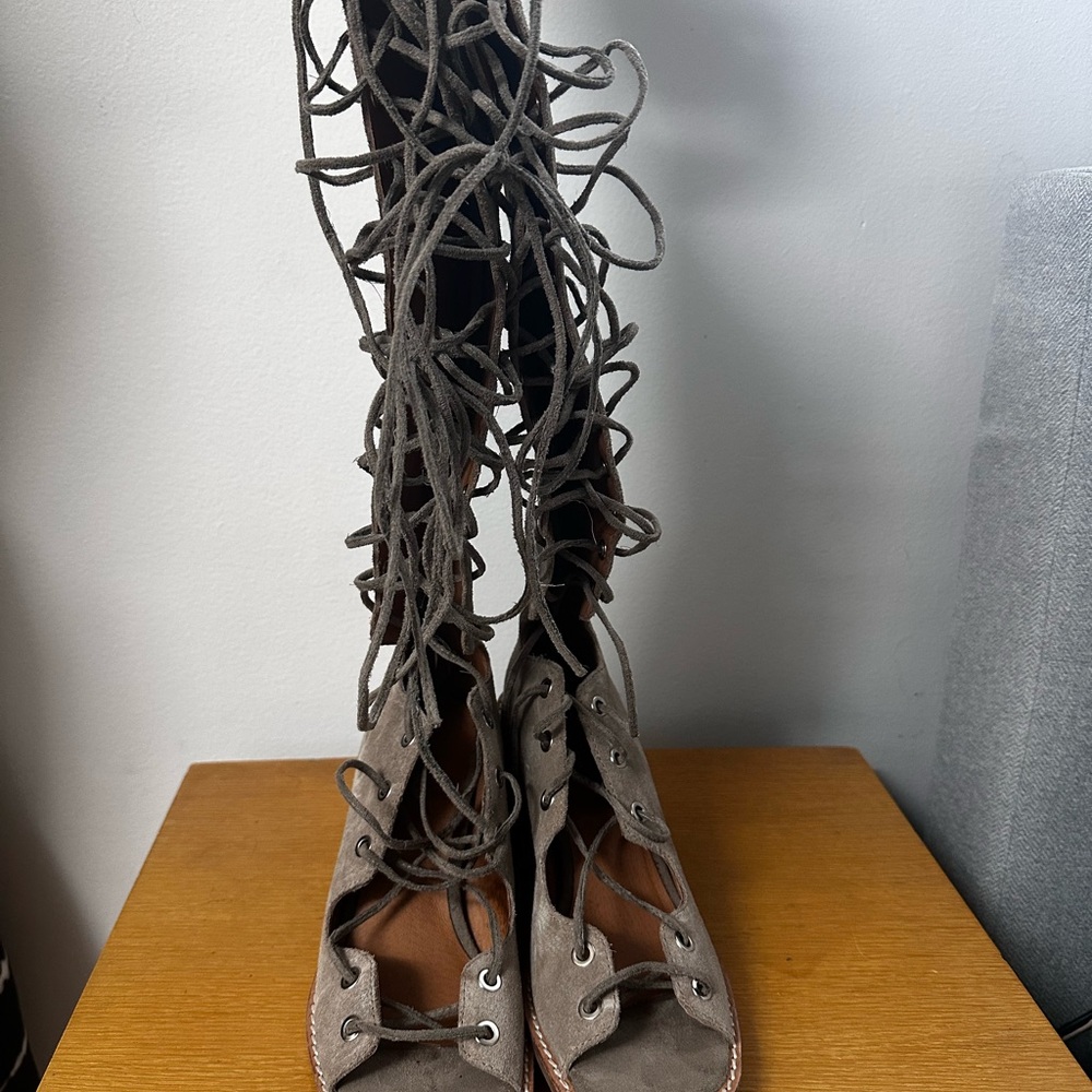 Jeffrey Campbell Free People Taupe Gladiator Lace-Up Boots - Picture 5 of 5